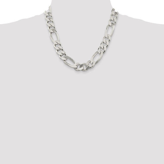 Sterling Silver Figaro Chain — 15 mm
