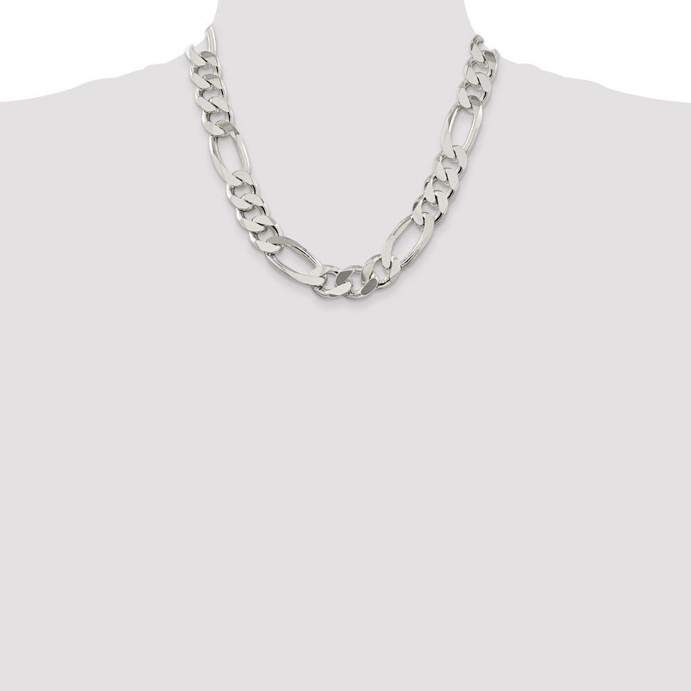 Sterling Silver Figaro Chain — 15 mm