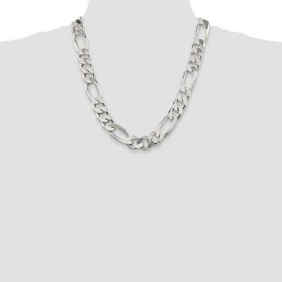 Sterling Silver Figaro Chain — 15 mm