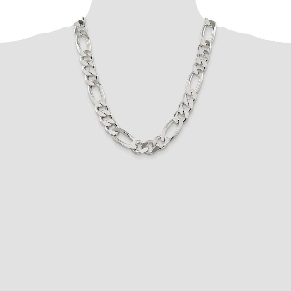 Sterling Silver Figaro Chain — 15 mm