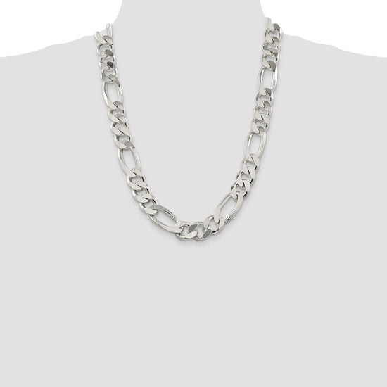 Sterling Silver Figaro Chain — 15 mm