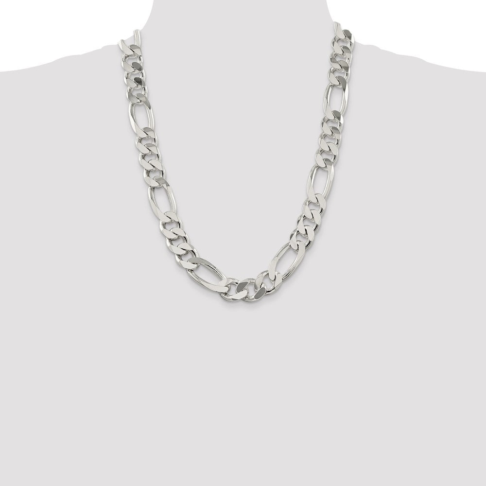 Sterling Silver Figaro Chain — 15 mm