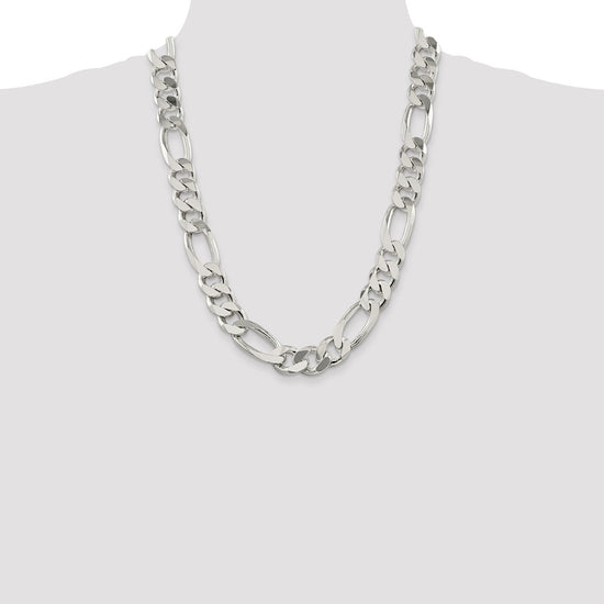 Sterling Silver Figaro Chain — 15 mm