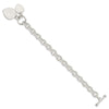 Sterling Silver Engraveable Heart Disc on Fancy Link Toggle Bracelet