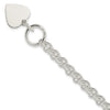 Sterling Silver Engraveable Heart Disc on Fancy Link Toggle 7.75in Bracelet