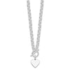 Sterling Silver RH-plated Heart Disc on Toggle 18in Necklace