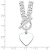 Sterling Silver RH-plated Heart Disc on Toggle 18in Necklace