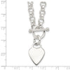 Sterling Silver Engraveable Heart Disc on Fancy Link Toggle Necklace