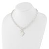 Sterling Silver Engraveable Heart Fancy Link Toggle Necklace