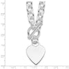 Sterling Silver RH-plated Heart Fancy Link Toggle Necklace