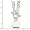 Sterling Silver Engraveable Heart Disc on Fancy Link Toggle Necklace