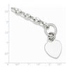 Sterling Silver Engraveable Heart Disc on Fancy Link Toggle Bracelet