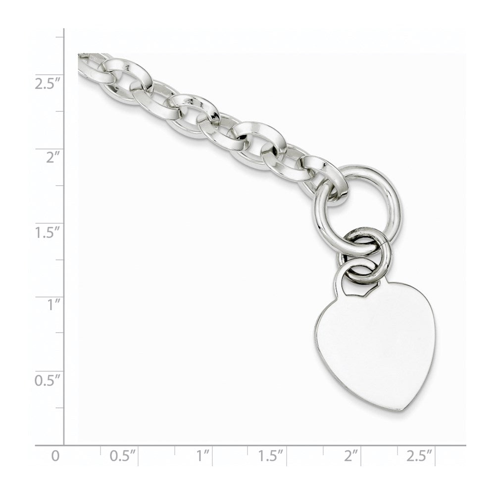 Sterling Silver Engraveable Heart Disc on Fancy Link Toggle Bracelet