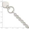 Sterling Silver Engraveable Heart Disc on Fancy Link Toggle Bracelet