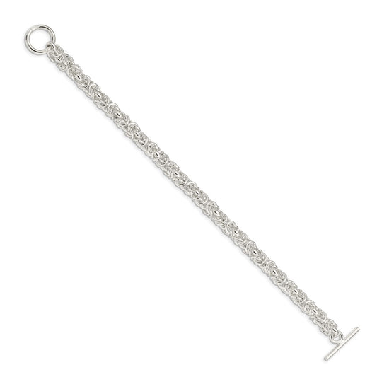 Sterling Silver 7.5inch Polished Fancy Link Toggle Bracelet