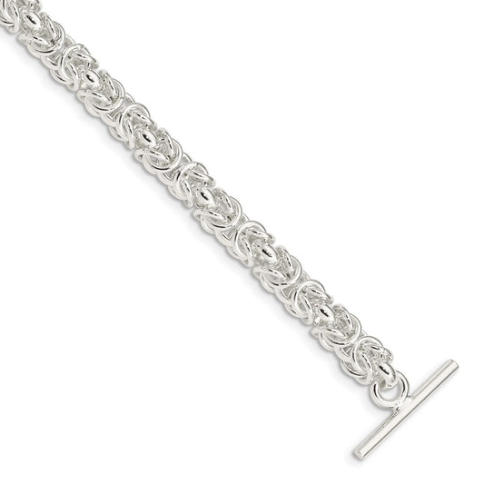 Sterling Silver 7.5inch Polished Fancy Link Toggle Bracelet