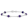 Sterling Silver Rhodium-plated 9inch Polished Lavender Jade Anklet