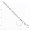 Sterling Silver 1.9mm Engraveable Heart Charm Bracelet