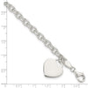 Sterling Silver 1.5mm Engraveable Heart Charm Bracelet