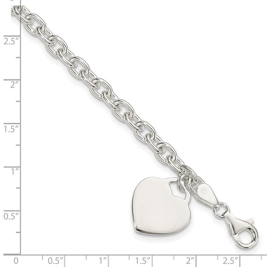 Sterling Silver 1.5mm Engraveable Heart Charm Bracelet