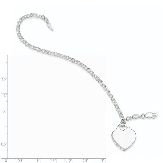 Sterling Silver Engraveable Heart Charm Bracelet