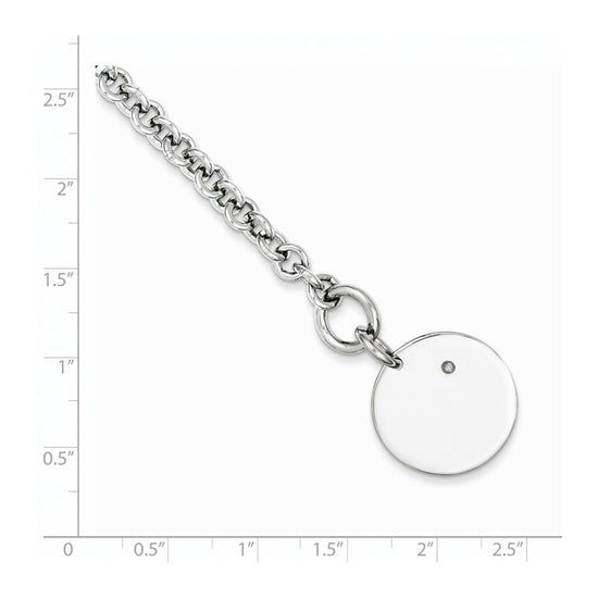 Sterling Silver Rhodium-plated .03ct Diamond Disc Bracelet