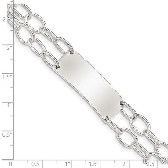 Sterling Silver Double Strand Oval Link ID Bracelet