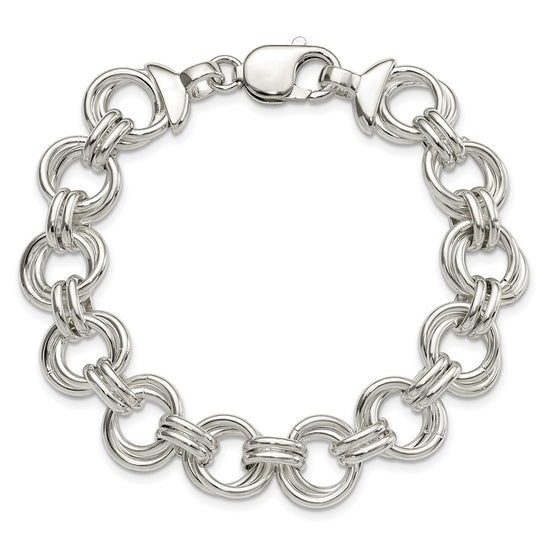 Sterling Silver Polished Fancy Link Bracelet