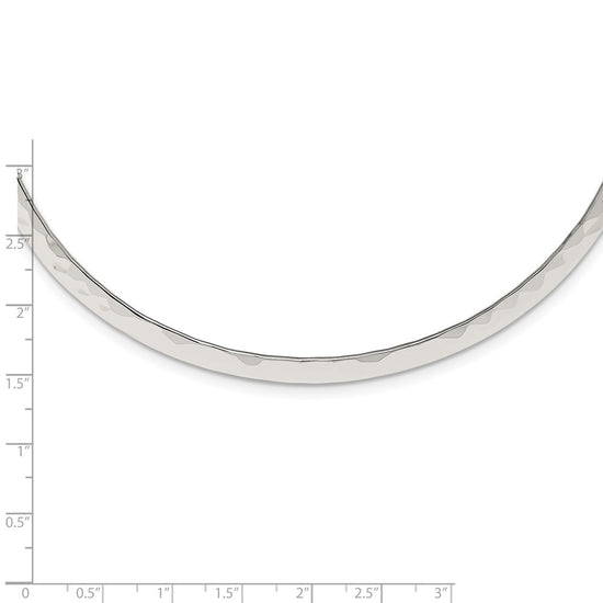Sterling Silver Polished Hammered 6mm Neck Collar
