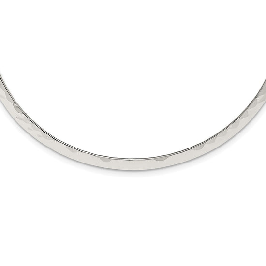 Sterling Silver Polished Hammered 6mm Neck Collar