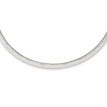 Sterling Silver Polished Hammered 6mm Neck Collar