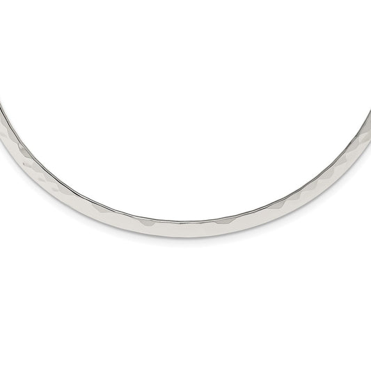 Sterling Silver Polished Hammered 6mm Neck Collar