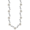 Sterling Silver Rhodium-plated CZ Vine Pattern and Fresheater Cultured Pearl Floral 16 inch Necklace