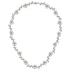 Sterling Silver Rhodium-plated CZ Vine Pattern and Fresheater Cultured Pearl Floral 16 inch Necklace