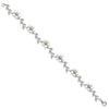 Sterling Silver Rhodium-plated CZ Vine Pattern and Fresheater Cultured Pearl Floral 7 inch Bracelet