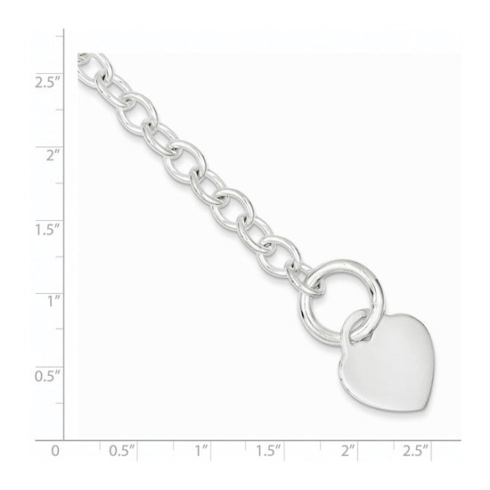 Sterling Silver Engraveable Heart Disc Toggle Bracelet