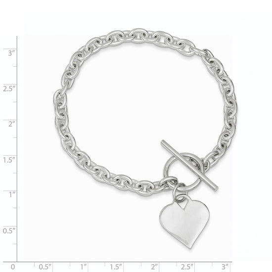 Sterling Silver Engraveable Heart Toggle Bracelet