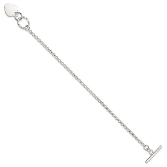 Sterling Silver Fancy Engraveable Heart Bracelet