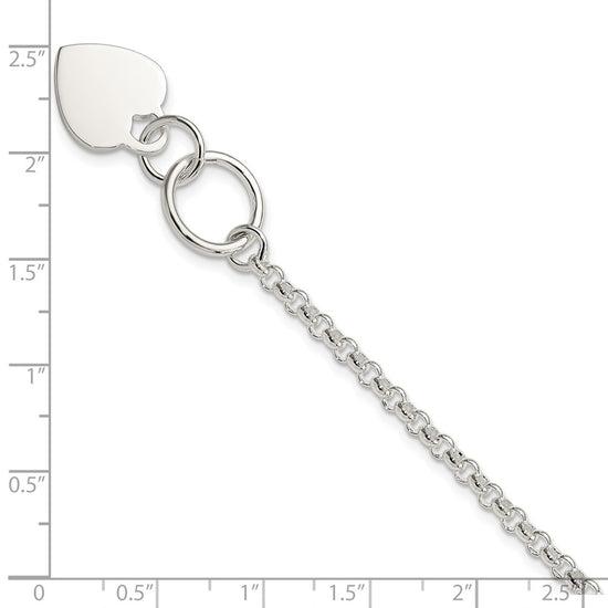 Sterling Silver Fancy Engraveable Heart Bracelet