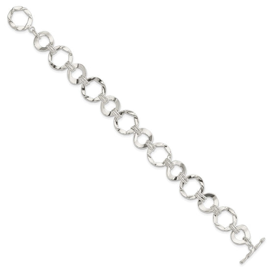 Sterling Silver Fancy Circle Link Bracelet