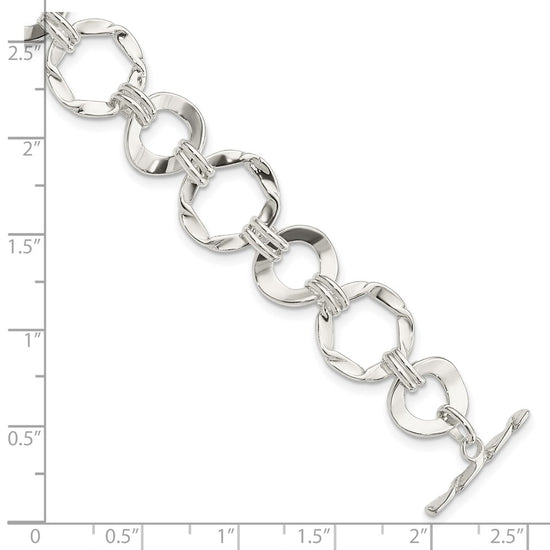 Sterling Silver Fancy Circle Link Bracelet