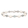 Sterling Silver Rhodium Blue CZ FW Cultured Pearl Bracelet