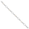 Sterling Silver Rhodium Freshwater Cultured Pearl Bracelet