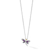 Brilliant Gemstones Sterling Silver with 14K Accent Rhodium-plated Amethyst/Iolite/Diamond Dragonfly18 Inch Necklace with 2 Inch Extender