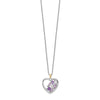 Brilliant Gemstones Sterling Silver with 14K Accent Rhodium-plated Amethyst and White Topaz and Diamond 18 Inch Necklace with 2 Inch Extender