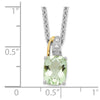 Brilliant Gemstones Sterling Silver with 14K Accent Rhodium-plated Green Quartz and Diamond 18 Inch Necklace with 2 Inch Extender