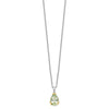 Brilliant Gemstones Sterling Silver with 14K Accent Rhodium-plated Green Quartz 18 Inch Necklace with 2 Inch Extender
