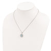 Brilliant Gemstones Sterling Silver with 14K Accent Rhodium-plated Sky Blue Topaz and White Topaz 18 Inch Necklace with 2 Inch Extender