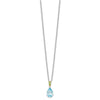 Brilliant Gemstones Sterling Silver with14K Accent Rhodium-plated Sky Blue Topaz and Peridot 18 Inch Necklace with 2 Inch Extender