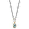 Sterling Silver Flash Gold-plated Clear and Blue CZ 16 inch Necklace